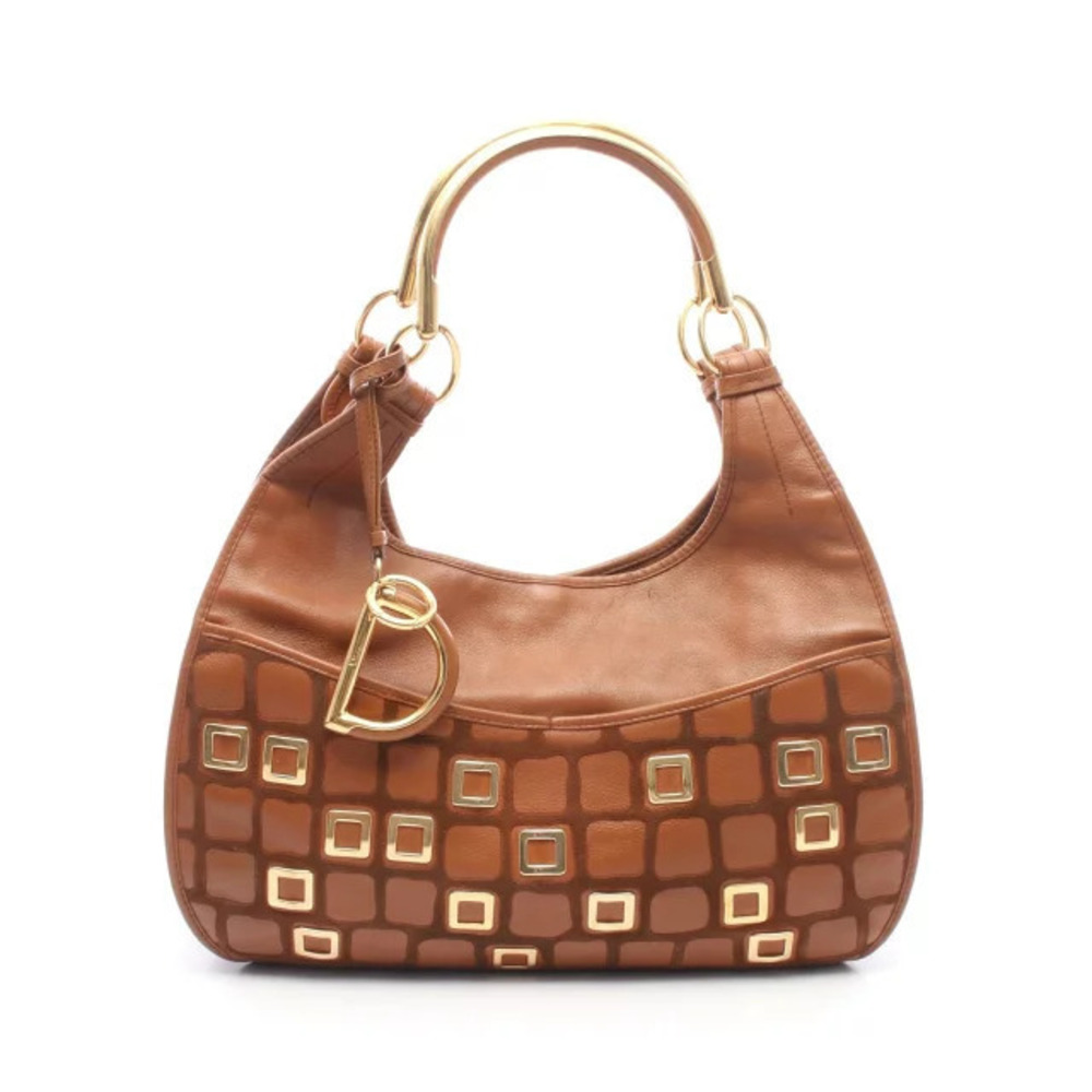 Christian Dior Hobo Shoulder Bag Leather Brown